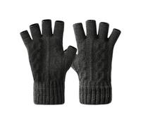 LUFFLOK Fingerless Half Finger Gloves, Dark Gray Winter Gloves, Touch Screen Thermal Glove for Men and Women, Soft Warm Knit Touchscreen Glove for Running Cycling Riding Hiking Camping