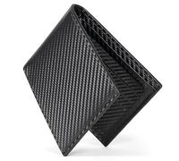 LUFFLOK Wallets Slim Carbon Fiber Leather, Card Wallet for Men and Women, Minimalist Wallets for Men UK, Card Wallet with Calling Card and ID Card Window (Black)