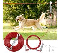 LUFFWELL 200FT Long Yard Dog Runner, 15FT Shock Absorption & Pulley Tie Out Dog Trolley System, Small to Large Dogs