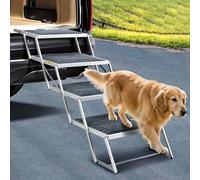 LUFFWELL Extra Wide Dog Stair for Car, 19.2” Foldable Dog Car Step with Nonslip Carpet Surface for Truck and SUV, Lightweight Pet Ladder for Dogs Support Up to 250LBS (Wide 4 Steps)