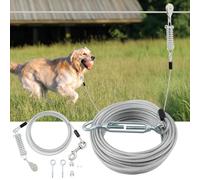 LUFFWELL Runner for Yard, 200FT Long Lead With 10FT Pulley Tie Out Cable for Heavy Duty Dogs Up to 250LBS, Trolley System for Large Dogs in Yard, Park and Outside, Silver