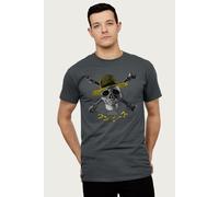 Luffy Straw Hat Pirates Logo Skull & Crossbones One Piece T-Shirt One Piece Charcoal S