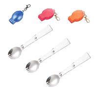 LUFOX 3Pcs Foldable Muti-function Stainless Steel Spork,Camping Traveller Sporks，Flatware Cutlery Spoon Fork with Carrying Case