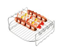 Luftfritteusen-Grill, doppelschichtig, Luftfritteusen-Gestell 6, 7, 8 Zoll | Zubehör Doppelschicht-Luftfritteusen mit Spießen - Grillständer aus Edelstahl zum Braten und Kochen, 6, 7, 8 Zoll