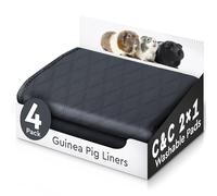 LUFTPETS Washable Rabbit & Guinea Pig Cage Liners for C&C 2x1 (29"x15"), 4 PCS, Easy to Clean Unlike Fleece, Absorbent & Waterproof Guinea Pig Bedding and Non-Slip Pee Pads & Rabbit Floor Mats