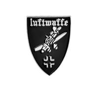 Luftwaffe Air Force Enamel Pin - 2.5cm x 1.8cm Shield Badge with Aircraft Design - Military Style Lapel Pin for Clothes, Hats, Backpacks, Collectors, and Aviation Enthusiasts