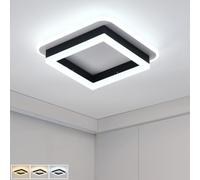 LuFun 35W Modern LED Ceiling Light, 3 Colour Temperatures, Black & White | 2100LM Square Ceiling Lamp, 25.5cm Metal & Acrylic Flush Mount Light for Bedroom, Kitchen, Hallway, Cloakroom and Office