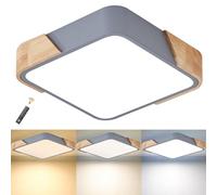 LuFun LED Ceiling Lights Dimmable 24W, Light Fitting Ceiling Modern Wood Flush Mount Ceiling Light for Living Room Bedroom Kitchen Lounge Hallway, 30cm*30cm (Grey)