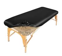 Lufyzora PU Leather Massage Table Cover Waterproof Massage Table Cover Protector Elastic, Odorless & Anti-Wrinkle Wipeable Massage Bed Cover Fitted for 6FT Massage Bed/Spa Bed/Lash Bed (Black, 1Pcs)