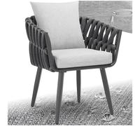 Tectake Lugano Chair In Rope Design With Aluminum Frame - Anthracite - Per Piece