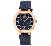 Lugano Swiss Diamond , Blue MOP Dial, IPRG Case,Genuine Italian Handmade Leather Strap Swiss Quartz Watch Gevril Blue One Size