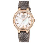 Lugano Swiss Diamond , White MOP Dial, IPRG Case,Genuine Italian Handmade Leather Strap Swiss Quartz Watch Gevril White One Size