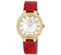 Lugano Swiss Diamond , White MOP Dial, IPYG Case,Genuine Italian Handmade Leather Strap Swiss Quartz Watch Gevril White One Size