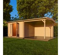 Lugarde Woodpro Premium Oxford Log Cabin - 6M X 3M - Double Glazed Pent Roof With Veranda