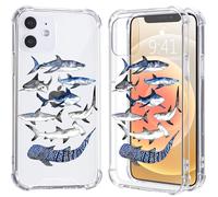 LuGeKe Cool Shark Print Case for iPhone XR,Ocean Life Soft TPU Flexible Full-Body Airbag Shockproof Case Cover for Girls Women,Transparent Anti-Scratch Bumper Protection Phone Case