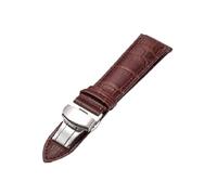 LUGEMA 10 12 13 14 15 16 17 18 19 20 21 22 23 24mm Leather Watch Strap Bamboo Grain Cowhide Wristband With Butterfly Buckle(Brown,20mm)