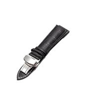 LUGEMA 10 12 13 14 15 16 17 18 19 20 21 22 23 24mm Leather Watch Strap Bamboo Grain Cowhide Wristband With Butterfly Buckle(Black,20mm)
