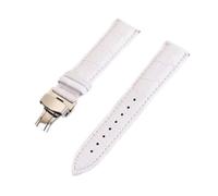 LUGEMA 12 14 16 18 19 20 21 22 24mm Leather Watch Strap With Butterfly Buckle For Watch Band Watch Accessories With Tool(White,21mm)