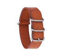 LUGEMA 14mm 16mm 18mm 20mm 22mm 24mm Leather Watch Strap Men Women Silver Black Ring Buckle Wrist Bracelet Band Accessories (Color : Light brown S, Size : 16mm)