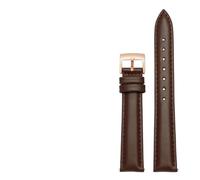 LUGEMA 14mm 16mm 18mm 20mm Genuine Leather Plain Watchband Compatible With Fossil Citizen Watch Strap DW Ladies Bracelet Sky Blue Pink Brown(Brown-rosegold,15mm)