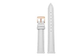 LUGEMA 14mm 16mm 18mm 20mm Genuine Leather Plain Watchband Compatible With Fossil Citizen Watch Strap DW Ladies Bracelet Sky Blue Pink Brown(White-rosegold,18mm)