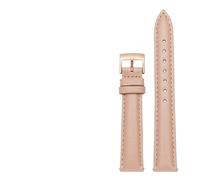 LUGEMA 14mm 16mm 18mm 20mm Genuine Leather Plain Watchband Compatible With Fossil Citizen Watch Strap DW Ladies Bracelet Sky Blue Pink Brown(Pink-rosegold,18mm)