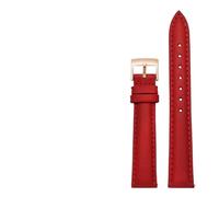 LUGEMA 14mm 16mm 18mm 20mm Genuine Leather Plain Watchband Compatible With Fossil Citizen Watch Strap DW Ladies Bracelet Sky Blue Pink Brown(Red-rosegold,16mm)
