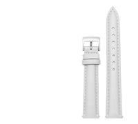 LUGEMA 14mm 16mm 18mm 20mm Genuine Leather Plain Watchband Compatible With Fossil Citizen Watch Strap DW Ladies Bracelet Sky Blue Pink Brown(White-silver,15mm)