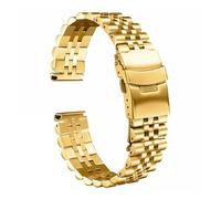 LUGEMA 18 19 20 21 22 23 24 26 28 30mm Width Solid Full Stainless Steel Watchband Luxury Big Size Quality Flat Head Belt(Gold,28mm)