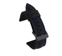 LUGEMA 18mm 20mm 22mm 24mm Watch Strap Band Sports Waterproof Silicone Watchband Quick Release Breathable Rubber Wristband(Black blu line blkBK,18mm)