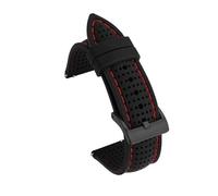 LUGEMA 18mm 20mm 22mm 24mm Watch Strap Band Sports Waterproof Silicone Watchband Quick Release Breathable Rubber Wristband(Black red line blkBK,24mm)