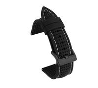 LUGEMA 18mm 20mm 22mm 24mm Watch Strap Band Sports Waterproof Silicone Watchband Quick Release Breathable Rubber Wristband(Black wt line blkBK,24mm)