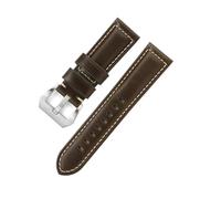 LUGEMA 20mm 22mm 24mm 26mm Matte Genuine Leather Watch Strap Oil Wax Cowhide Watch Band Retro Crazy Horse Wristband(Nylon Blue white,24mm)