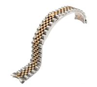 LUGEMA 20mm 316L Stainless Steel Jubilee Silver Two Tone Rose Gold Wrist Watch Strap Bracelet Solid Screw Links Curved End (Color : Middle Gold, Size : 20mm)