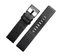 LUGEMA 22mm 24mm 26mm 28mm 30mm 32mm Genuine Leather Watchband Compatible With Diesel DZ4386 1657 1399 1206 4323 Watch Strap(Black black clasp,26mm)