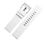 LUGEMA 22mm 24mm 26mm 28mm 30mm 32mm Genuine Leather Watchband Compatible With Diesel DZ4386 1657 1399 1206 4323 Watch Strap(White silver clasp,28mm)