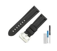 LUGEMA 22mm 24mm 26mm Black Blue Red Orange White Army Green Watch Band Silicone Rubber Watchband Compatible With Panerai Strap Needle Buckle(Black-Steel-K11,22mm)