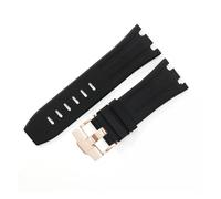 LUGEMA 28mm Rubber Waterproof Watch Strap Compatible With AP Compatible With AP 15710 15703 Soft Silicone Watch Bracelect Band Accessories(Black Rose Gold)