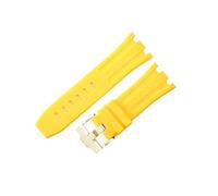 LUGEMA 28mm Rubber Waterproof Watch Strap Compatible With AP Compatible With AP 15710 15703 Soft Silicone Watch Bracelect Band Accessories(Yellow Gold)