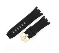 LUGEMA 28mm Rubber Waterproof Watch Strap Compatible With AP Compatible With AP 15710 15703 Soft Silicone Watch Bracelect Band Accessories(Black Gold)