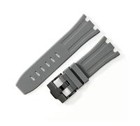 LUGEMA 28mm Rubber Waterproof Watch Strap Compatible With AP Compatible With AP 15710 15703 Soft Silicone Watch Bracelect Band Accessories(Grey Black)