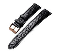 LUGEMA Alligator Leather Watchband 18 19 20 21 22MM Black Brown Pattern Soft Vintage Men's Bracelet.(A Rose gold clasp,19mm)