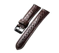 LUGEMA Alligator Leather Watchband 18 19 20 21 22MM Black Brown Pattern Soft Vintage Men's Bracelet.(B Silver buckle,20mm)