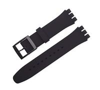 LUGEMA Candy Color Silicone Strap Compatible With Swatch 12mm 16mm 17mm 19mm 20mm Transparent Fashion Replacement Bracelet Band Watch Accessories (Color : Black, Size : 12mm)