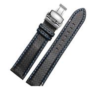 LUGEMA Carbon Fiber Watchband 16 18 20 22 24mm Black With White Red Blue Orange Line Strap For Men And Women Watch Accessories(Black blue line,20mm rose gold clasp)