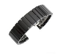 LUGEMA Ceramic Steel Watch Strap Men Black White Women's Stainless Steel Watch Chain Compatible With Tissot Compatible With Armani 12 13 14 15 16 17 18 20 22mm(Horizontal black,16mm)