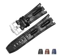 LUGEMA Compatible With AP 26133 15703 Series Genuine Leather Watchband Black Blue With Pin Buckle Bracelet 28mm(Black B)
