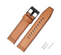 LUGEMA Compatible With Fossil JR1354|1487|1424 Watchband Retro Quick Release Genuine Leather Diesel Strap Black Dark Brown 22mm 24mm(Brown black clasp,24mm)