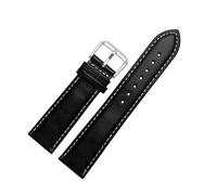LUGEMA Cow Leather Watchband Black Brown Classic Colors Strap 14 16 18 20 22mm Men And Women Leather Bracelet Quick Release(Black white B2,14mm)