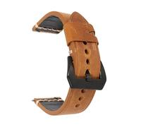 LUGEMA Crazy Horse Leather Watchband Starps 20mm 22mm 24mm Quick Release Retro Handmade Belt(Yellow Brown,20mm)